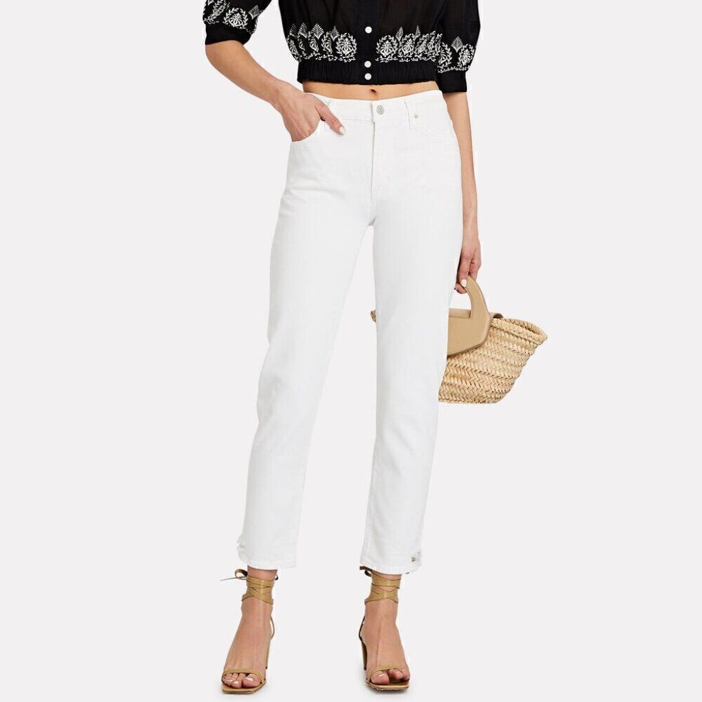 AGOLDE Toni Straight-Leg Jeans Distressed Hem 29 White